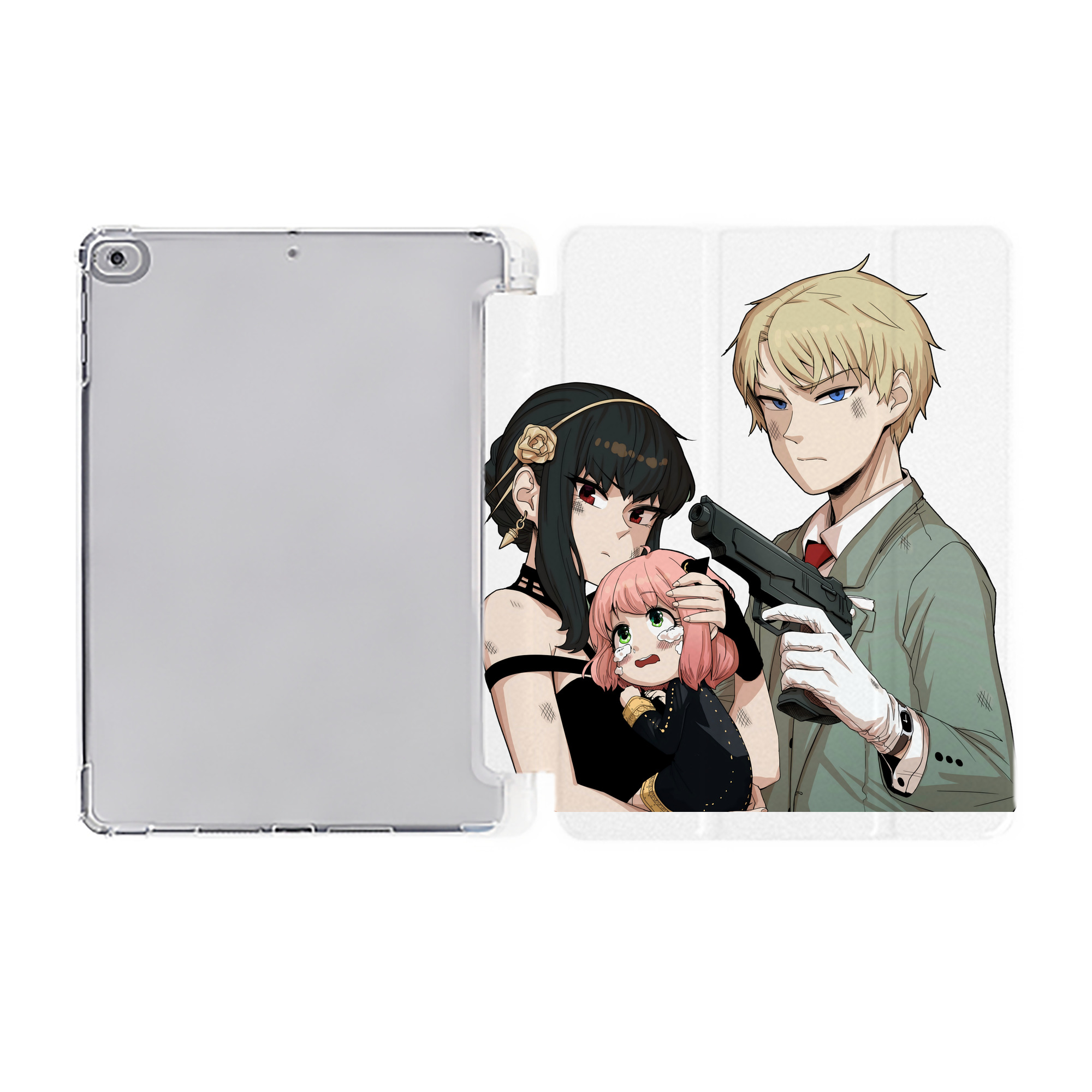 （画像用） SPY×FAMILY间谍家家酒 IPad ケース ペン収納付き 三つ折りスタンド PUレザー×シリコン 対応機種9.5/10.5/10.9インチ